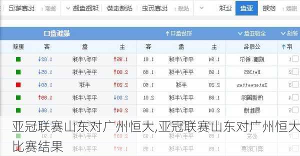 亚冠联赛山东对广州恒大,亚冠联赛山东对广州恒大比赛结果