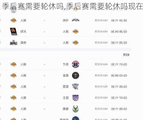 季后赛需要轮休吗,季后赛需要轮休吗现在