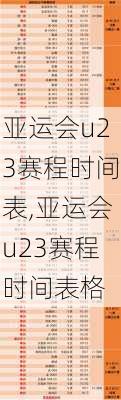 亚运会u23赛程时间表,亚运会u23赛程时间表格