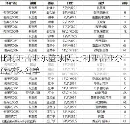 比利亚雷亚尔篮球队,比利亚雷亚尔篮球队名单