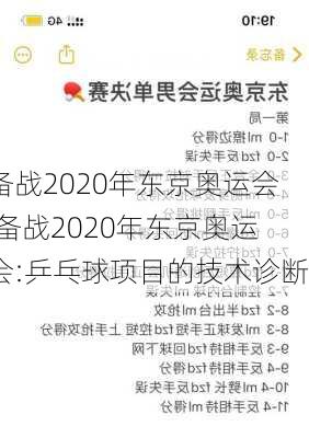 备战2020年东京奥运会,备战2020年东京奥运会:乒乓球项目的技术诊断