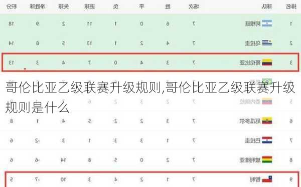 哥伦比亚乙级联赛升级规则,哥伦比亚乙级联赛升级规则是什么