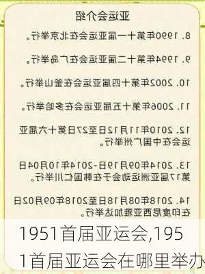 1951首届亚运会,1951首届亚运会在哪里举办