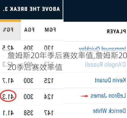 詹姆斯20年季后赛效率值,詹姆斯2020季后赛效率值