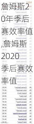 詹姆斯20年季后赛效率值,詹姆斯2020季后赛效率值