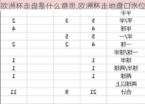 欧洲杯走盘是什么意思,欧洲杯走地盘口水位