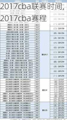 2017cba联赛时间,2017cba赛程