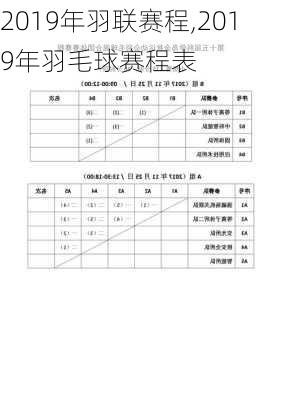 2019年羽联赛程,2019年羽毛球赛程表