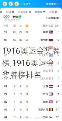 1916奥运会奖牌榜,1916奥运会奖牌榜排名