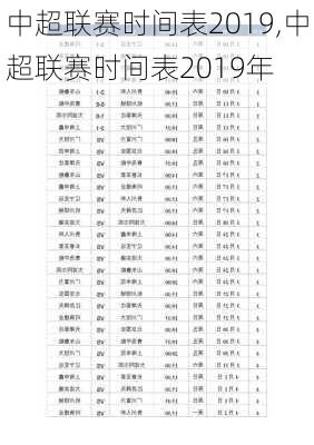 中超联赛时间表2019,中超联赛时间表2019年