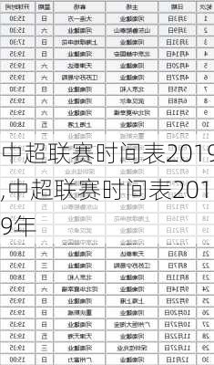 中超联赛时间表2019,中超联赛时间表2019年