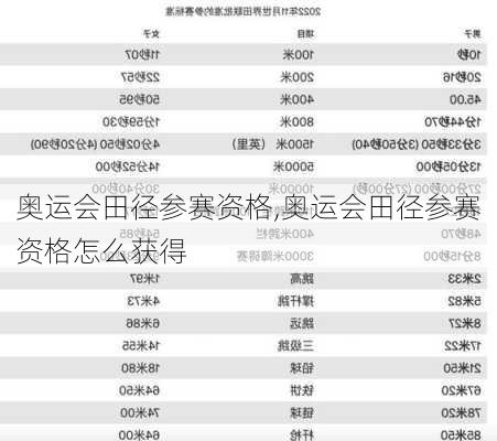 奥运会田径参赛资格,奥运会田径参赛资格怎么获得