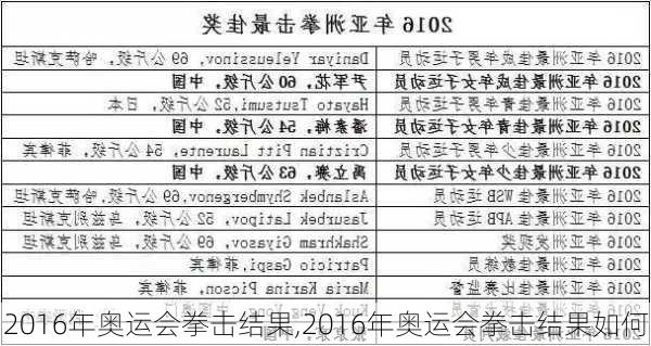 2016年奥运会拳击结果,2016年奥运会拳击结果如何