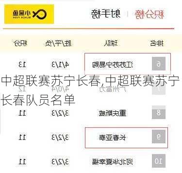 中超联赛苏宁长春,中超联赛苏宁长春队员名单