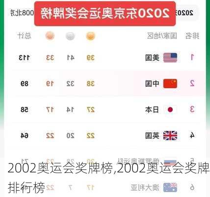 2002奥运会奖牌榜,2002奥运会奖牌排行榜