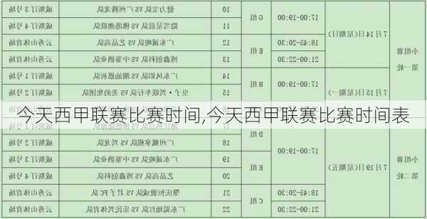 今天西甲联赛比赛时间,今天西甲联赛比赛时间表