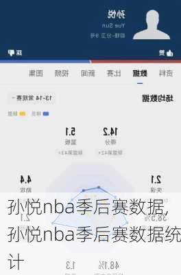 孙悦nba季后赛数据,孙悦nba季后赛数据统计