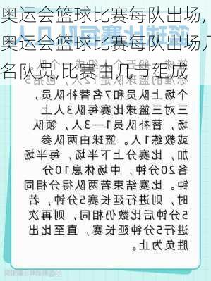 奥运会篮球比赛每队出场,奥运会篮球比赛每队出场几名队员,比赛由几节组成