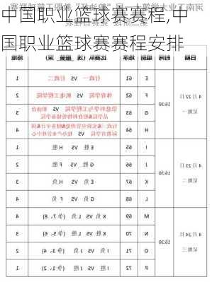 中国职业篮球赛赛程,中国职业篮球赛赛程安排