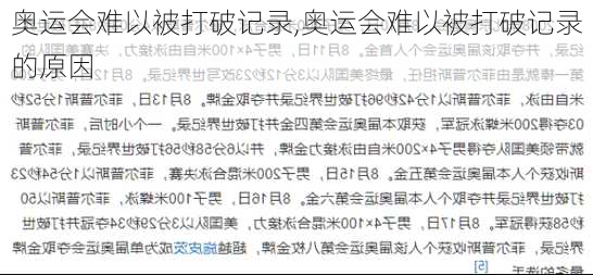 奥运会难以被打破记录,奥运会难以被打破记录的原因