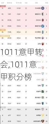 1011意甲转会,1011意甲积分榜