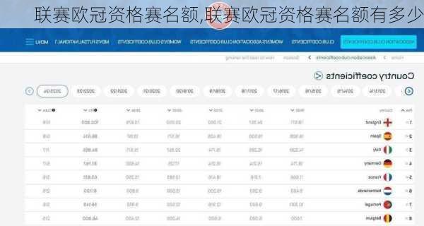 联赛欧冠资格赛名额,联赛欧冠资格赛名额有多少