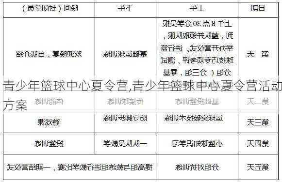 青少年篮球中心夏令营,青少年篮球中心夏令营活动方案