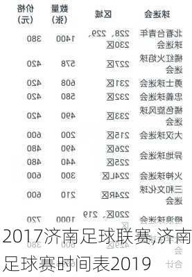 2017济南足球联赛,济南足球赛时间表2019