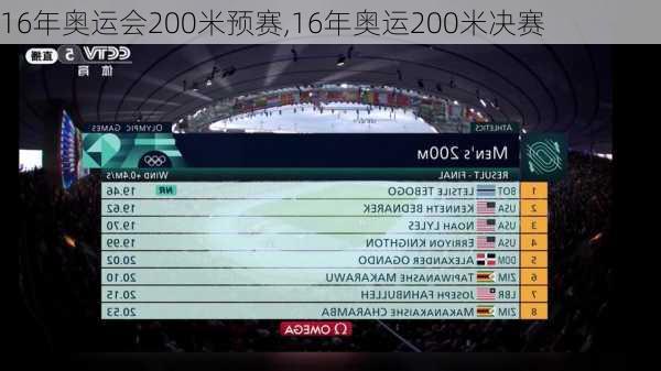 16年奥运会200米预赛,16年奥运200米决赛