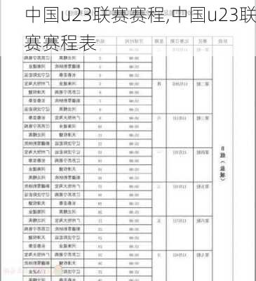 中国u23联赛赛程,中国u23联赛赛程表