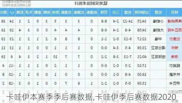 卡哇伊本赛季季后赛数据,卡哇伊季后赛数据2020