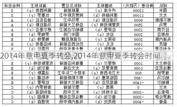 2014年意甲夏季转会,2014年意甲夏季转会时间