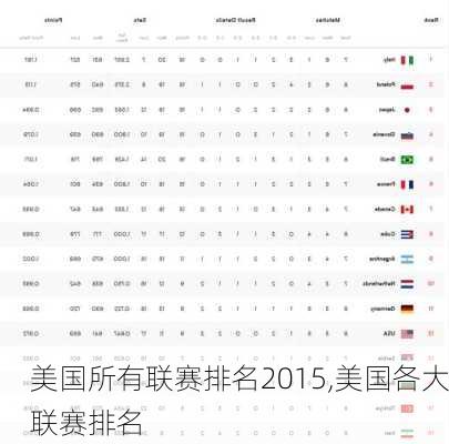 美国所有联赛排名2015,美国各大联赛排名