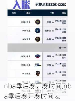 nba季后赛开赛时间,nba季后赛开赛时间表