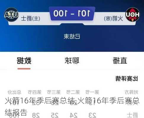 火箭16年季后赛总结,火箭16年季后赛总结报告