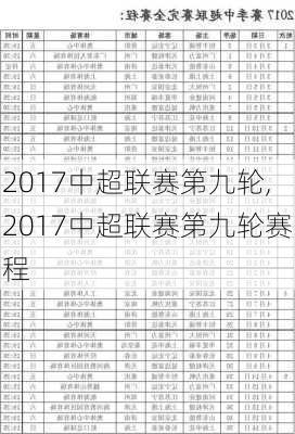 2017中超联赛第九轮,2017中超联赛第九轮赛程