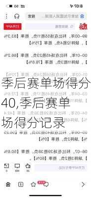 季后赛单场得分40,季后赛单场得分记录