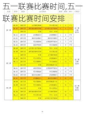 五一联赛比赛时间,五一联赛比赛时间安排