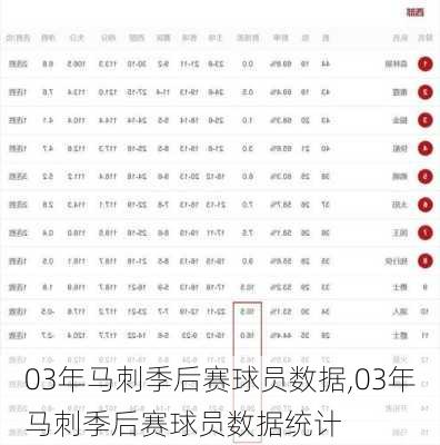 03年马刺季后赛球员数据,03年马刺季后赛球员数据统计