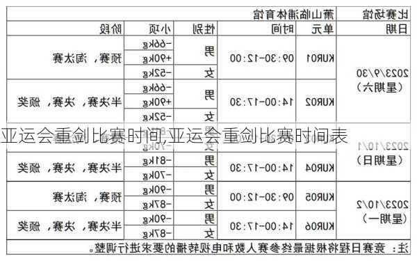 亚运会重剑比赛时间,亚运会重剑比赛时间表