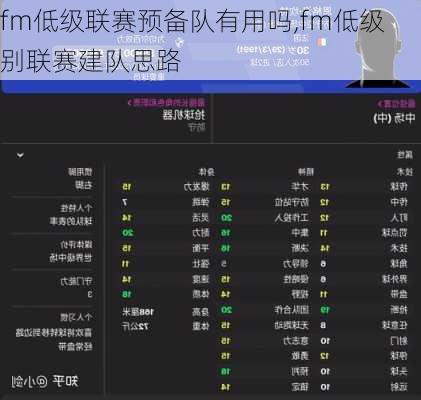 fm低级联赛预备队有用吗,fm低级别联赛建队思路
