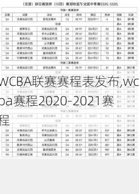 WCBA联赛赛程表发布,wcba赛程2020-2021赛程