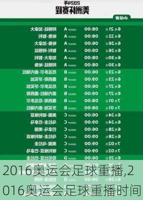 2016奥运会足球重播,2016奥运会足球重播时间