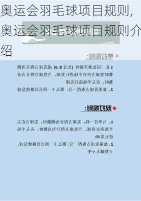 奥运会羽毛球项目规则,奥运会羽毛球项目规则介绍