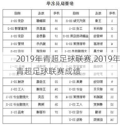 2019年青超足球联赛,2019年青超足球联赛成绩