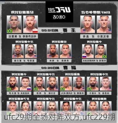 ufc29期全场对阵双方,ufc229期