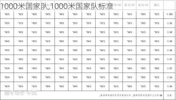 1000米国家队,1000米国家队标准