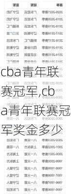 cba青年联赛冠军,cba青年联赛冠军奖金多少