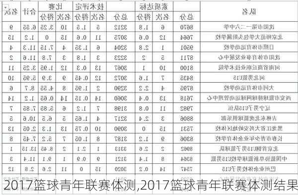 2017篮球青年联赛体测,2017篮球青年联赛体测结果