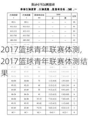 2017篮球青年联赛体测,2017篮球青年联赛体测结果